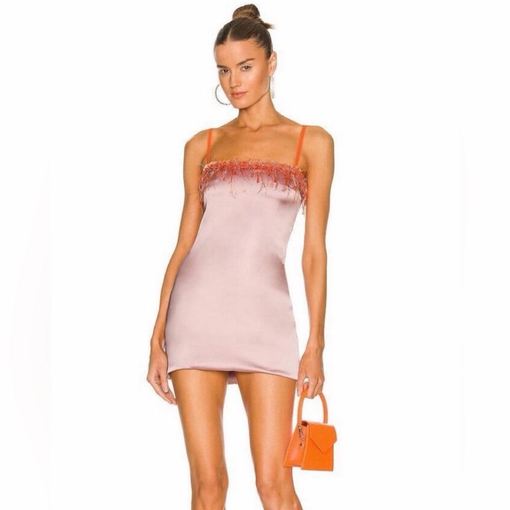 Danielle Guizo Beaded Pink Satin Dress